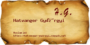 Hatvanger Györgyi névjegykártya